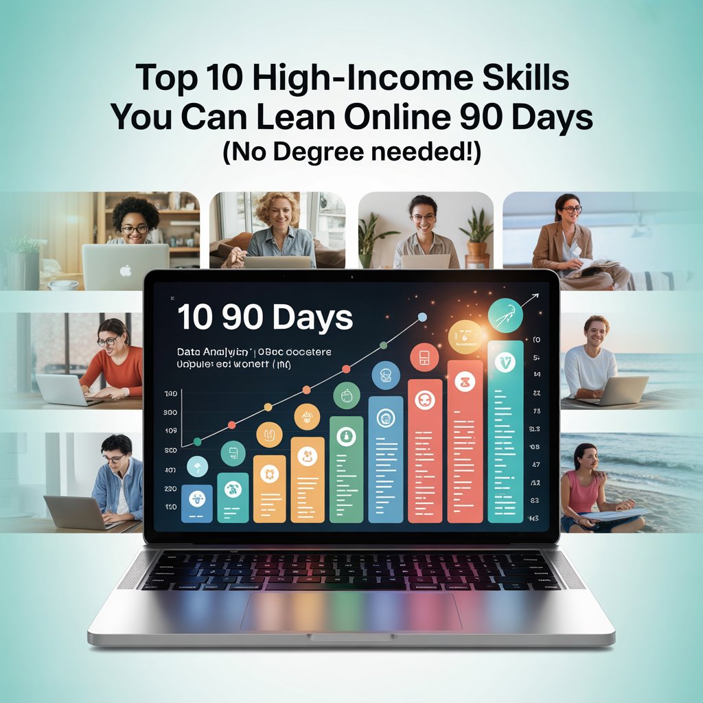 Top 10 high-income skills to learn online in 90 days – student learning digital skills from home